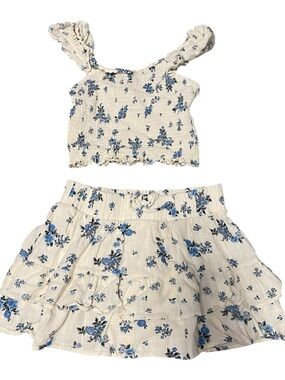 Floral Blue & Cream Two-Piece Set